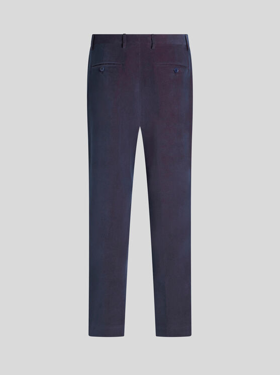 Shop Etro Velvet Trousers With Pleats In Navyblau