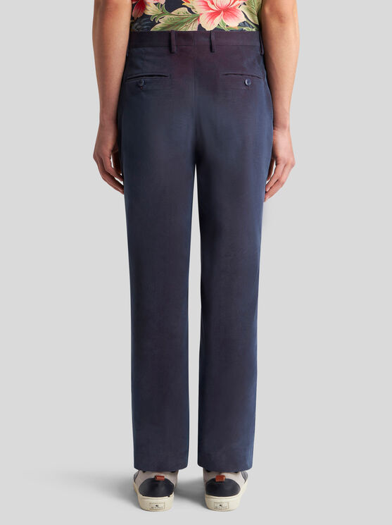 Shop Etro Velvet Trousers With Pleats In Navyblau