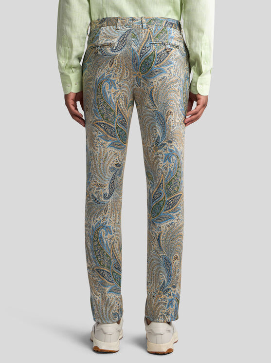 Etro Tailored Foliage-design Trousers In Light Blue