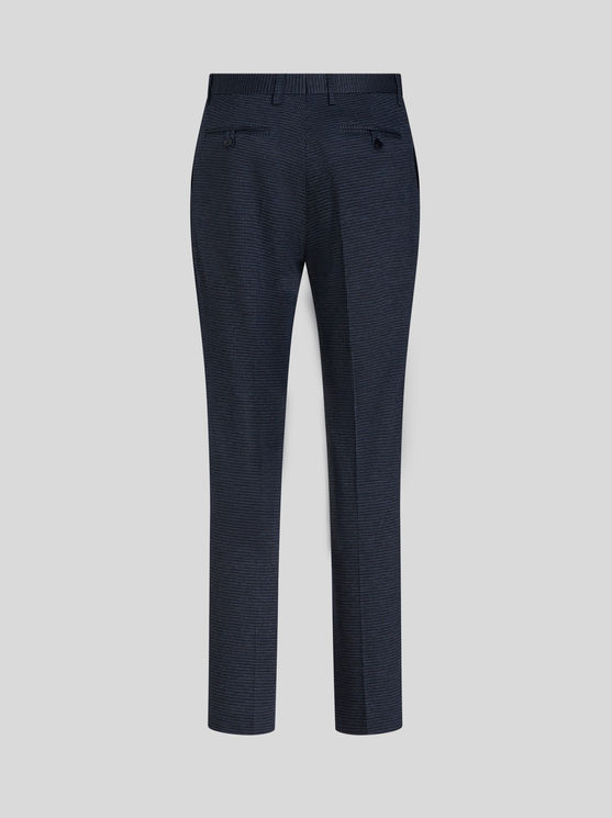 Shop Etro Houndstooth Trousers In Navy Blue