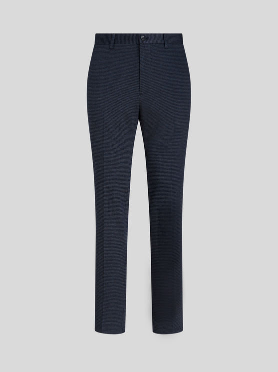 Shop Etro Houndstooth Trousers In Navy Blue