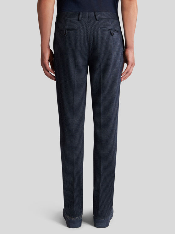 Shop Etro Houndstooth Trousers In Navy Blue