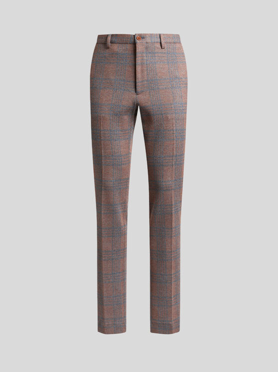 Etro Checked Trousers In Orange