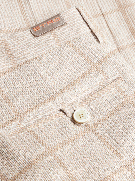Etro Check Linen-blend Trousers In Beige