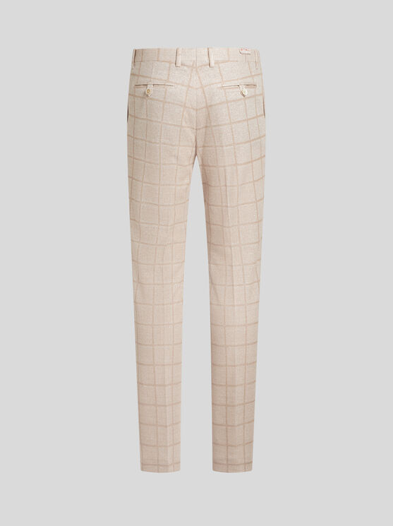 Etro Check Linen-blend Trousers In Beige