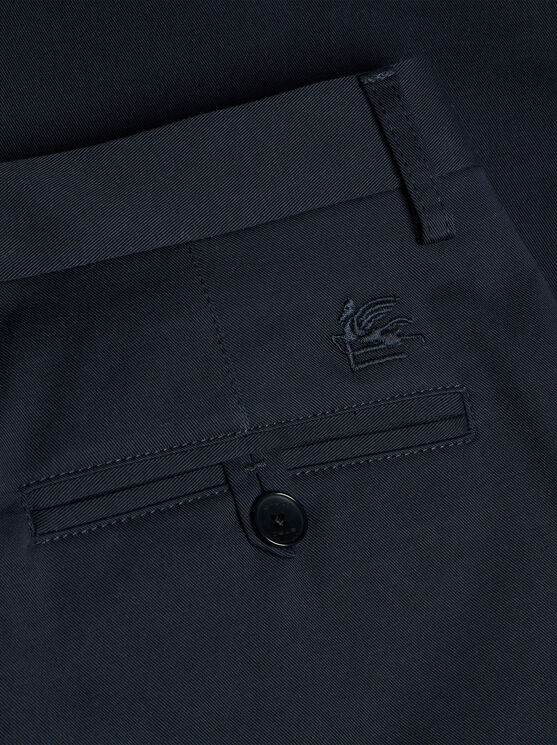 Etro Mid-rise Slim-cut Trousers In Navy Blue