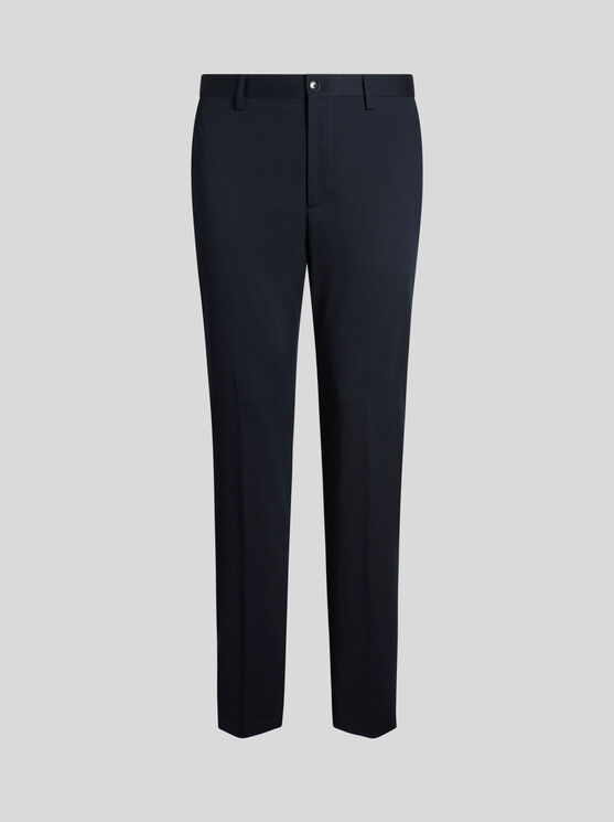 Etro Mid-rise Slim-cut Trousers In Navy Blue