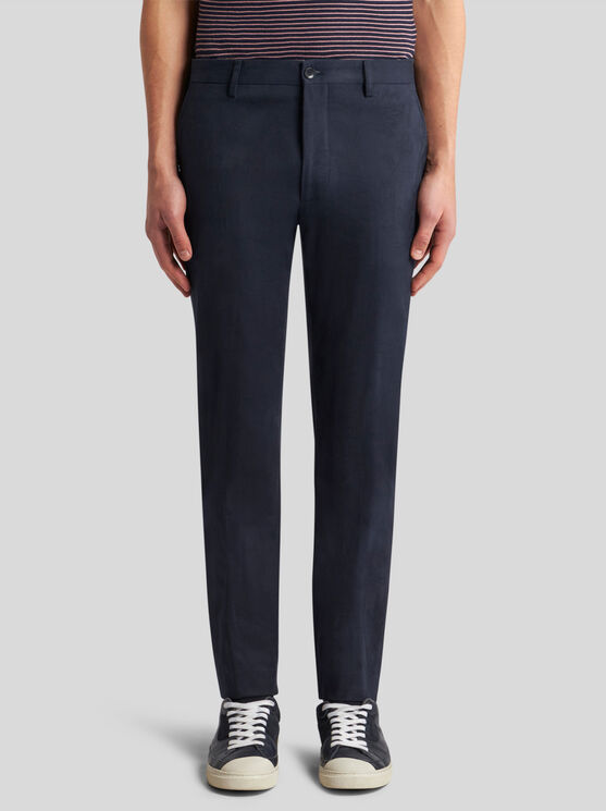 Etro Mid-rise Slim-cut Trousers In Navy Blue