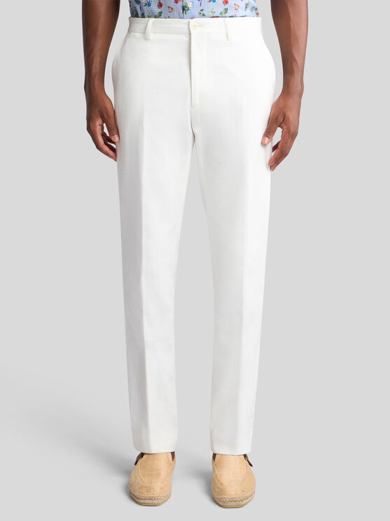 Etro Foliage-design Cotton Trousers In White