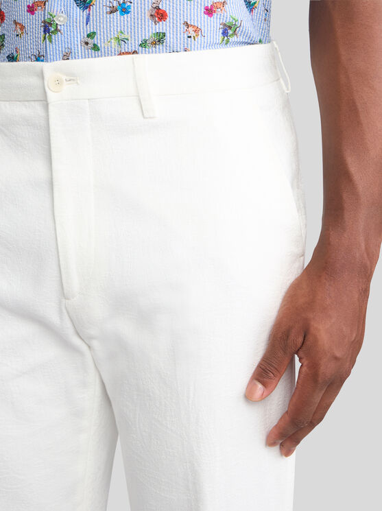 Etro Foliage-design Cotton Trousers In White