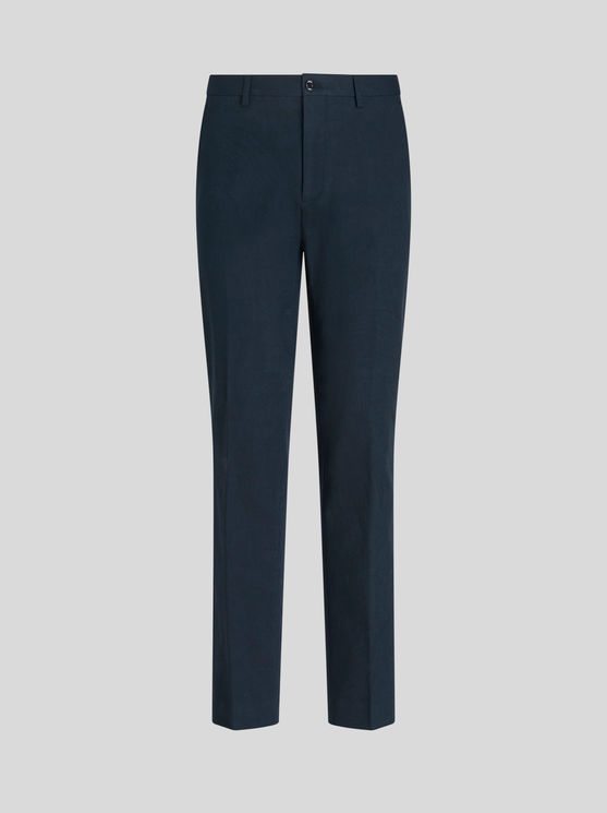 Shop Etro Paisley Jacquard Trousers In Navy Blue