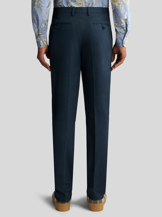 Shop Etro Paisley Jacquard Trousers In Navy Blue