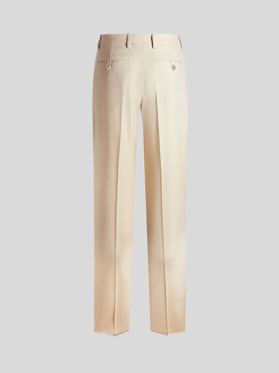 Shop Etro Wool Twill Trousers In Beige