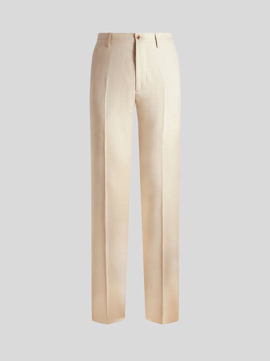 Shop Etro Wool Twill Trousers In Beige