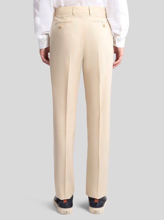 Shop Etro Wool Twill Trousers In Beige