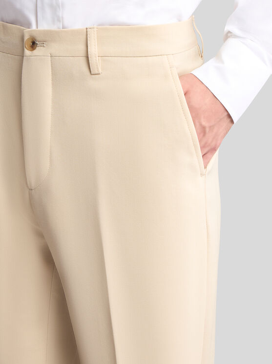 Shop Etro Wool Twill Trousers In Beige