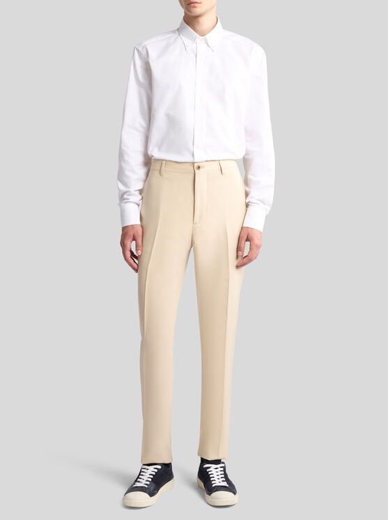 Shop Etro Wool Twill Trousers In Beige