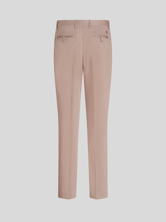 Shop Etro Stretch Cotton Trousers In Beige