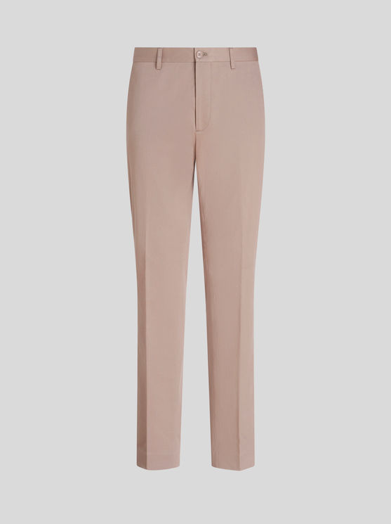 Shop Etro Stretch Cotton Trousers In Beige