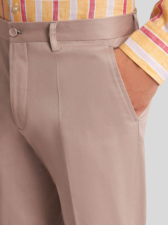 Shop Etro Stretch Cotton Trousers In Beige