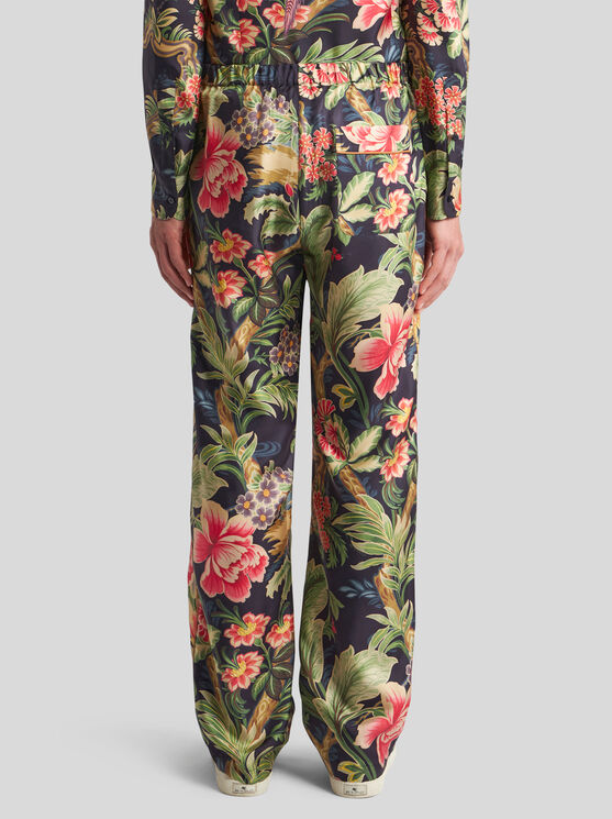 Shop Etro Printed Silk Trousers In Multicolour