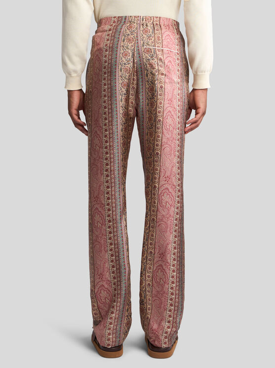 Etro , Silk Pyjama-style Trousers, Man, Pink, Size M In Pink