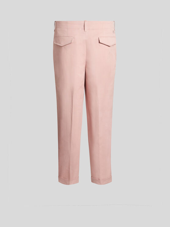 Shop Etro Cotton Chino Trousers In Rosa