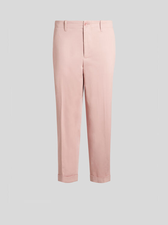 Shop Etro Cotton Chino Trousers In Rosa