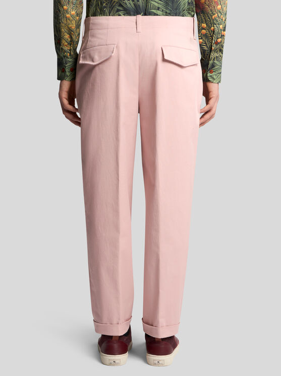 Shop Etro Cotton Chino Trousers In Rosa