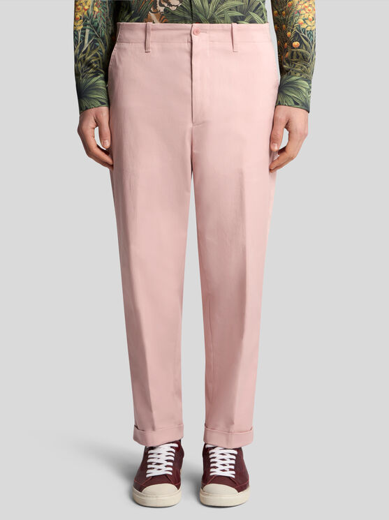 Shop Etro Cotton Chino Trousers In Rosa