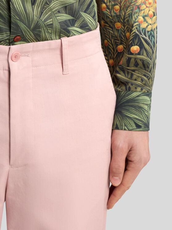 Shop Etro Cotton Chino Trousers In Rosa