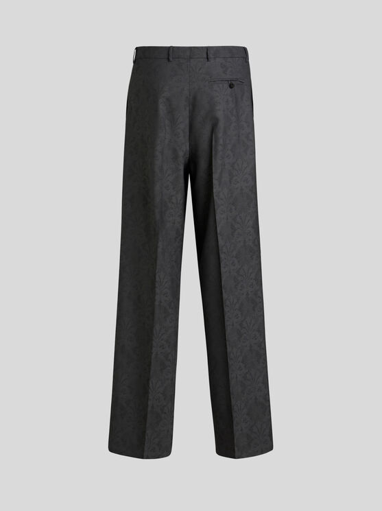 Shop Etro Wool Jacquard Trousers In Grau