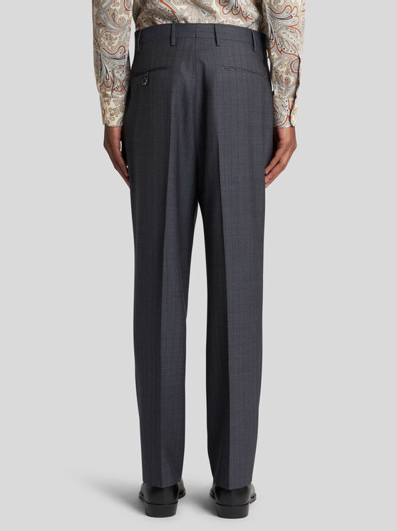 Shop Etro Wool Jacquard Trousers In Navy Blue