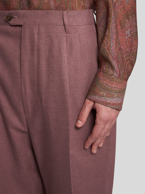 Shop Etro Silk And Cashmere Trousers In Pink