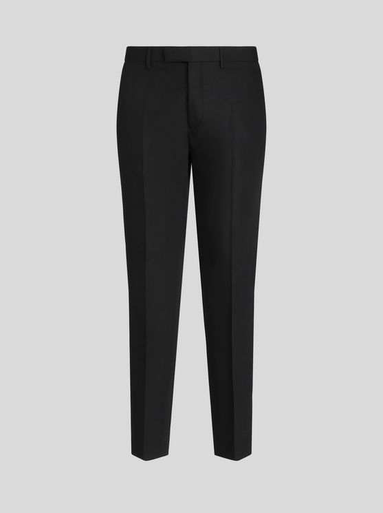 Shop Etro Wool And Mohair Slim-fit Trousers In Black