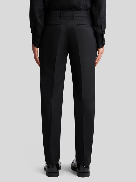 Shop Etro Wool And Mohair Slim-fit Trousers In Black