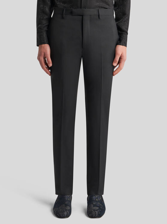 Etro Slim-fit Trousers With Silk Details In Black