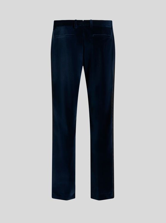 Etro , Stretch Cotton Evening Trousers, Man, Navy Blue, Size 60 In Navy Blue