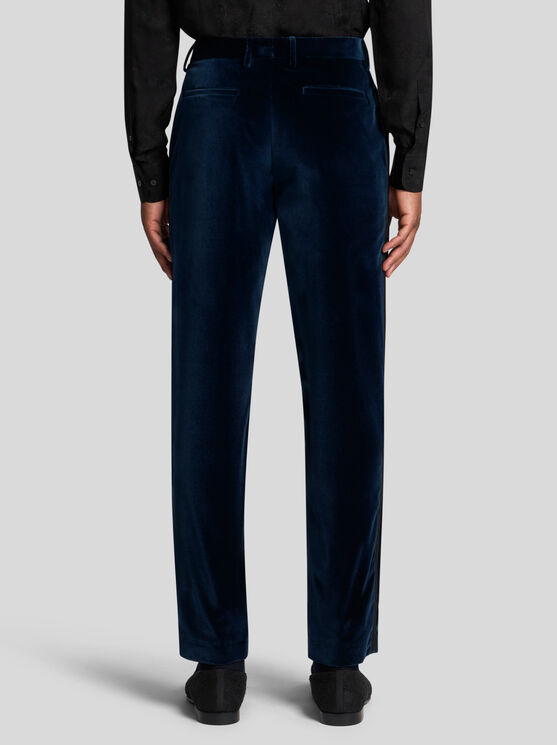 Etro , Stretch Cotton Evening Trousers, Man, Navy Blue, Size 60 In Navy Blue