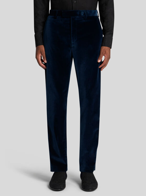 Etro , Stretch Cotton Evening Trousers, Man, Navy Blue, Size 60 In Navy Blue