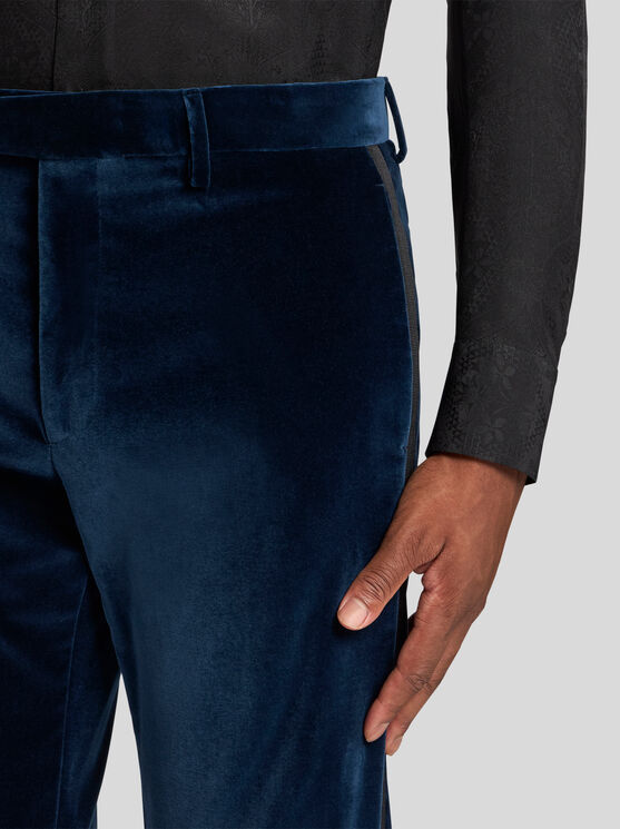 Etro , Stretch Cotton Evening Trousers, Man, Navy Blue, Size 60 In Navy Blue