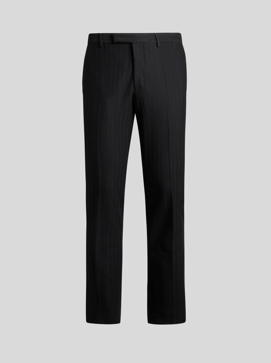 Etro Striped-effect Jacquard Evening Trousers In Black