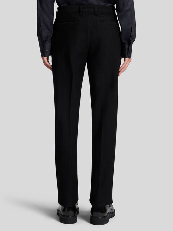 Etro Striped-effect Jacquard Evening Trousers In Black