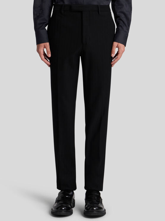 Etro Striped-effect Jacquard Evening Trousers In Black