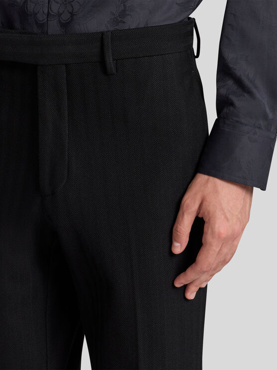 Etro Striped-effect Jacquard Evening Trousers In Black