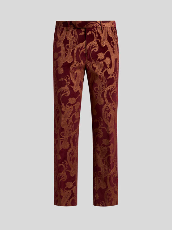 Etro , Floral Paisley Cotton Evening Trousers, Man, Multicolour, Size 60 In Multicolour