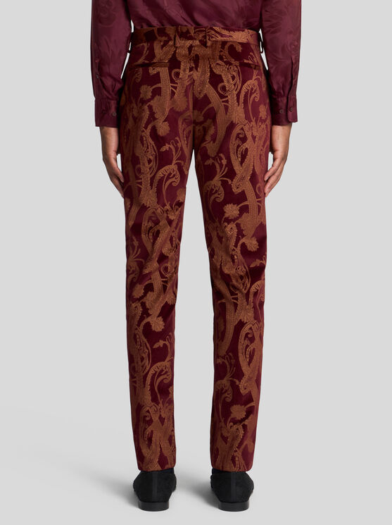 Etro , Floral Paisley Cotton Evening Trousers, Man, Multicolour, Size 60 In Multicolour