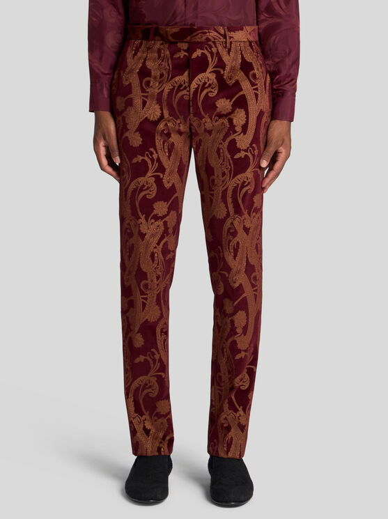 Etro , Floral Paisley Cotton Evening Trousers, Man, Multicolour, Size 60 In Multicolour