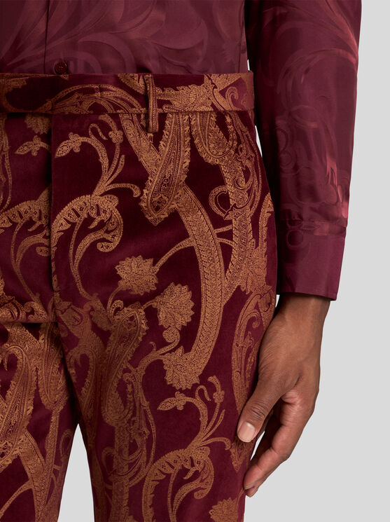 Etro , Floral Paisley Cotton Evening Trousers, Man, Multicolour, Size 60 In Multicolour