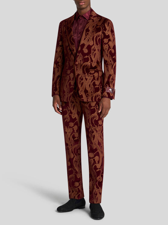 Etro , Floral Paisley Cotton Evening Trousers, Man, Multicolour, Size 60 In Multicolour